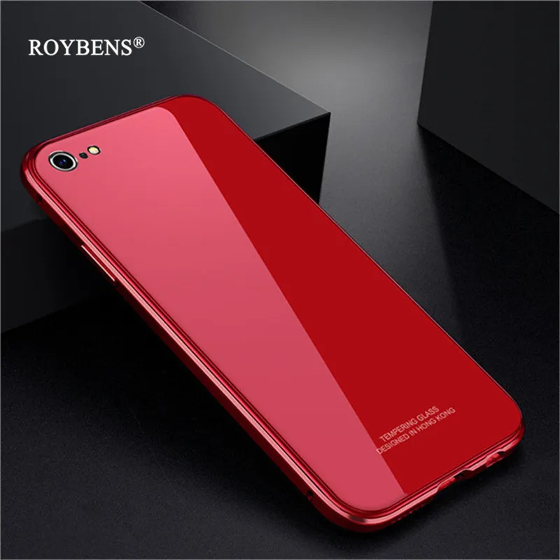 Для iphone 6 6S чехол для телефона из закаленного стекла + покрытие ПК металлический