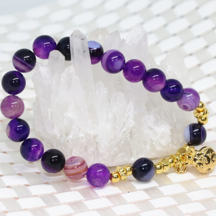 Золотой цвет аксессуар натуральный камень фиолетовый вен Агат Оникс Сердолик