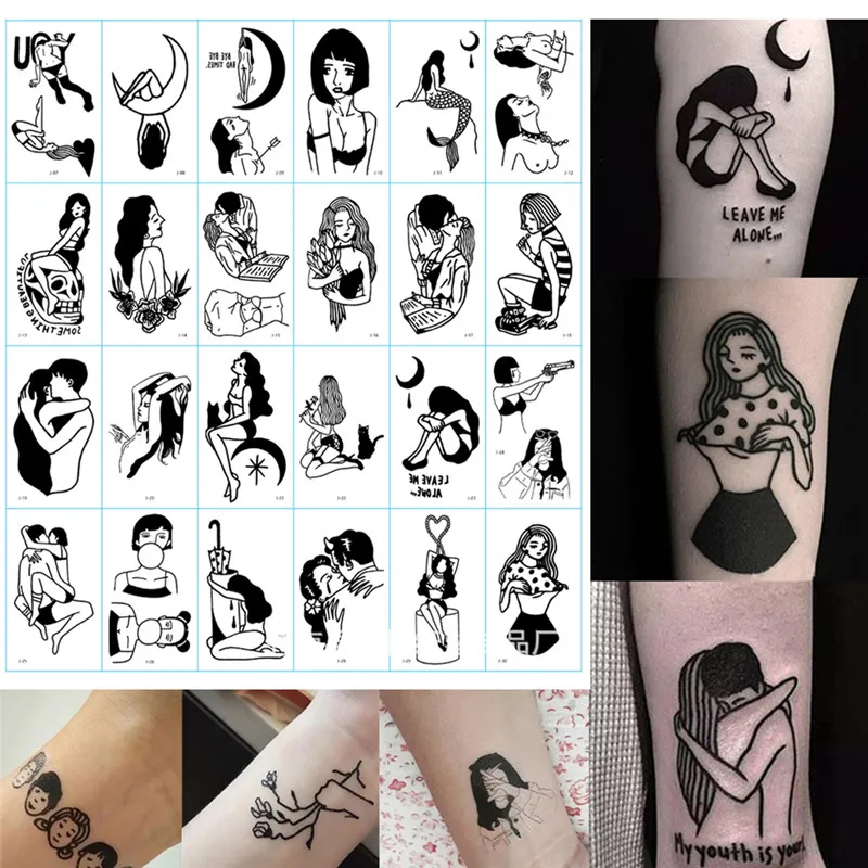 Водостойкая крутая Временная тату-наклейка Женский минималистичный узор