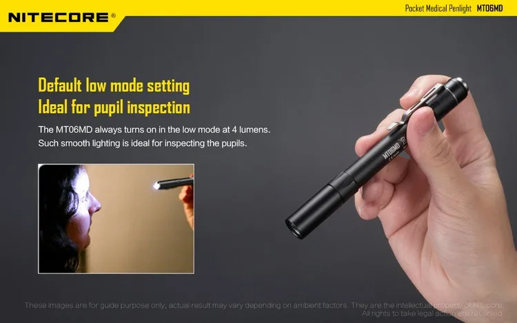 NITECORE MT06 MT06MD светодиодный фонарик для докторов, медицинский фонарик, высокоэффективный, EDC, фонарик, снаряжение, водонепроницаемый, мини, ультра портативный фонарь