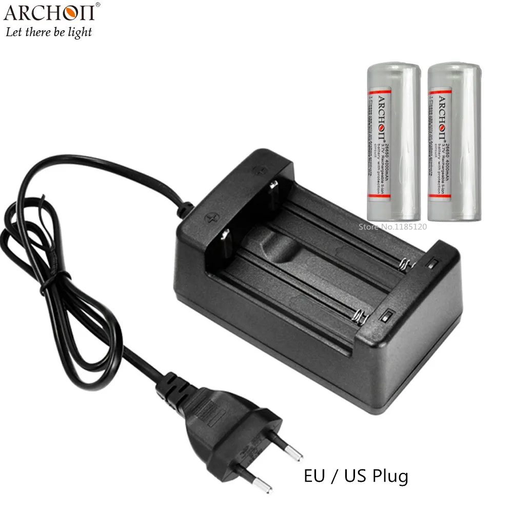 ARCHON 26650 32650 зарядное устройство с двумя слотами + 4000 мАч литий ионная