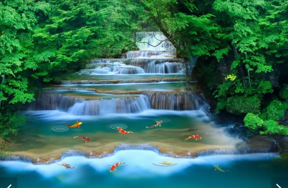 Фотообои с водопадом декоративная настенная 3D Бумага для стен Nature View Canvas HD фото