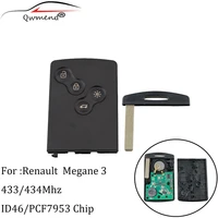 4 button smart card car key card fob for renault megane iii fluence laguna iii scenic 2009 2015 433mhz pcf7952 chip fsk system