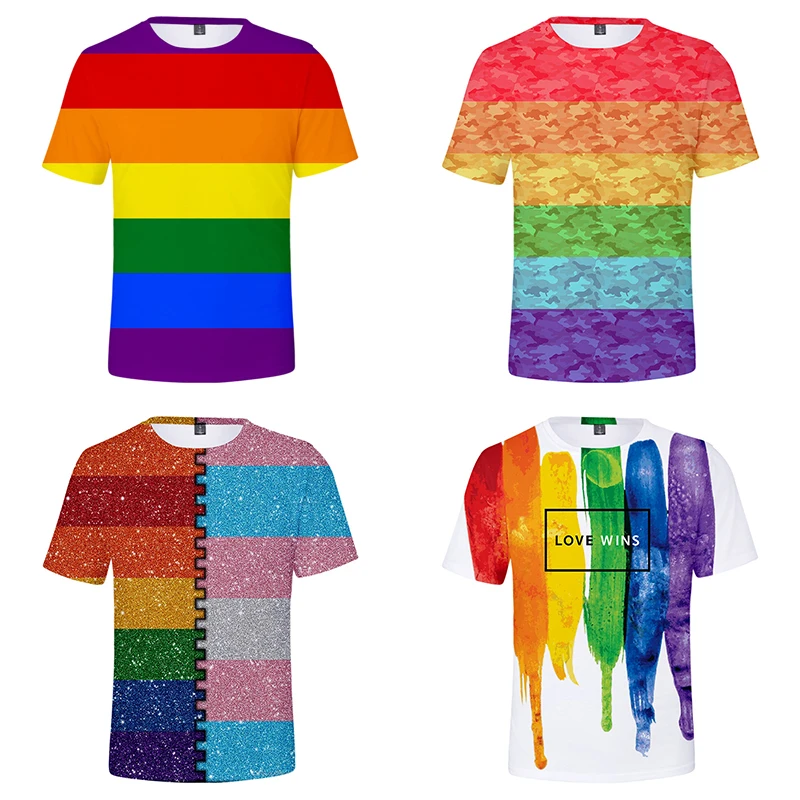 LGBT Rainbow Flag Lesbians Gays 3d T Shirts Summer Fashion Men Women T-shirt Short Sleeve 3D T-shirts Tee Shirt Sweatshirts Tops | Мужская