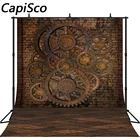 Capisco стимпанк стиль фон потертые ржавые металлические шестерни хмурой кирпич настенные фотообои портреты фотостудия реквизит