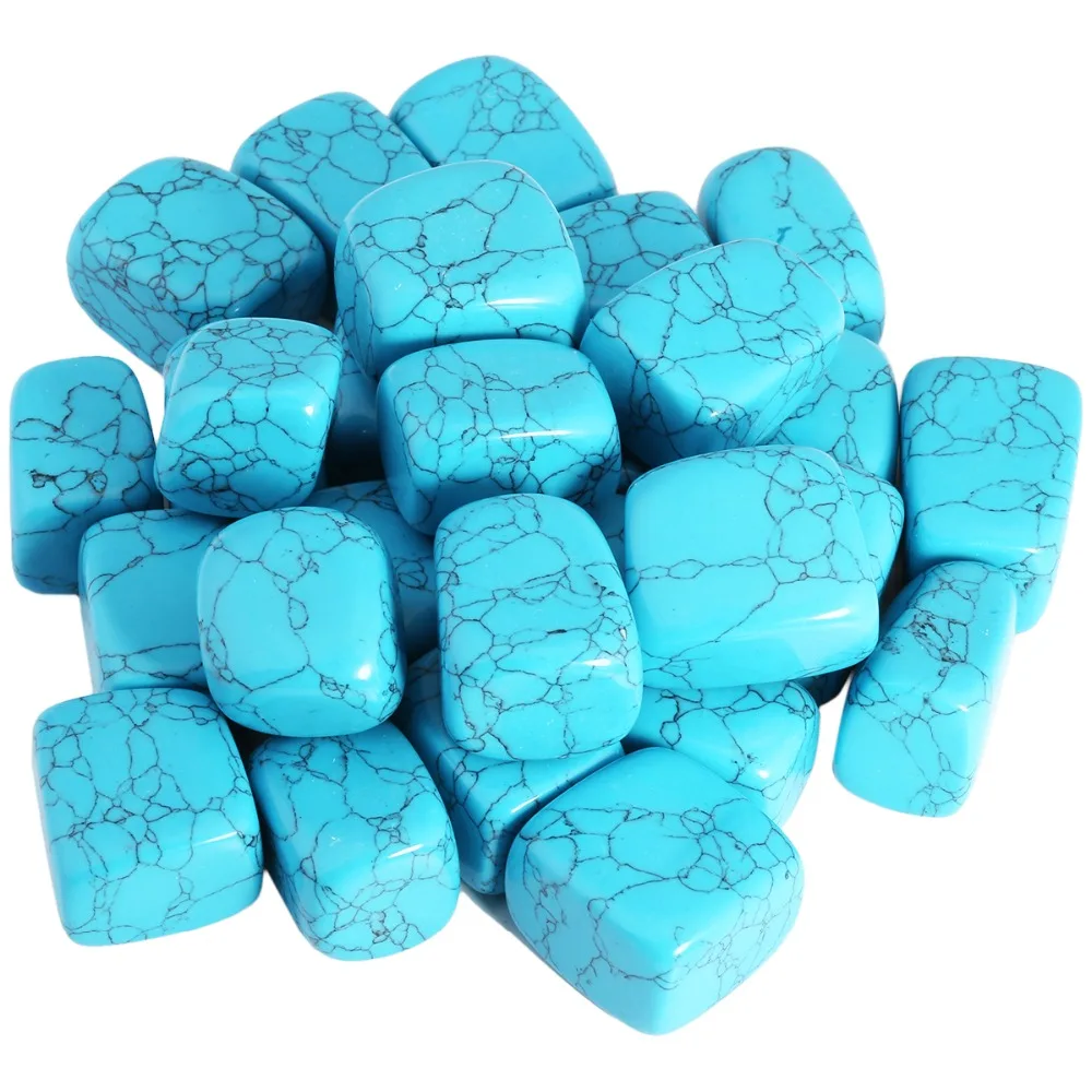 

TUMBEELLUWA 1lb (460g) Blue Howlite Stone Tumbled Polished Stones for Wicca Reiki Energy Healing Crystal