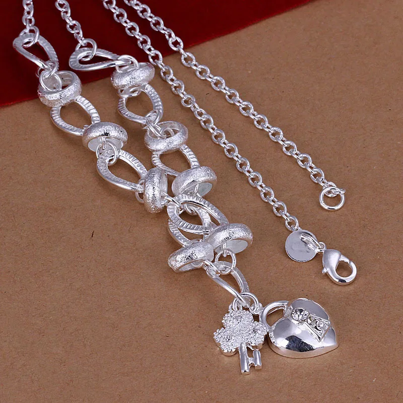 Free Shipping Accessory 925 Silver Necklaces &amp Pendants Fashion Jewelry Insets Heart Lock Necklace SN190 Gift For Wo | Украшения и