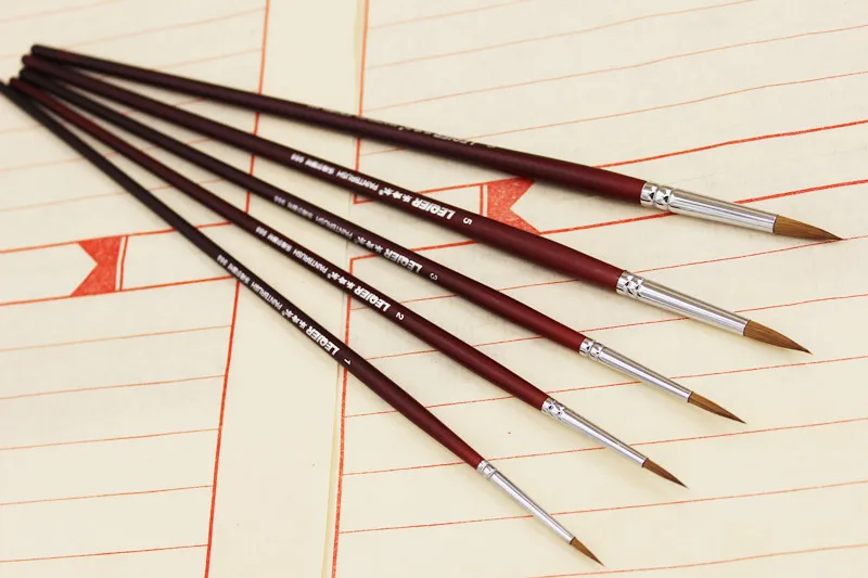 6 pcs high quality Pure wolf tail paintbrush gouache watercolor oil painting brush art supplies dotting pen free shipping | Канцтовары