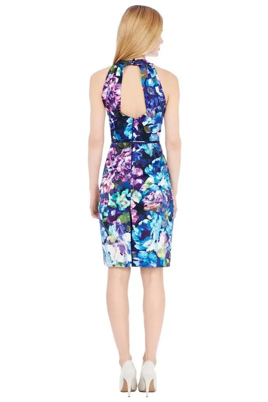 Purple floral Print halter back open casual Fashion cocktail/formal/party/prom Dress CT6099-Free Shipping | Женская одежда