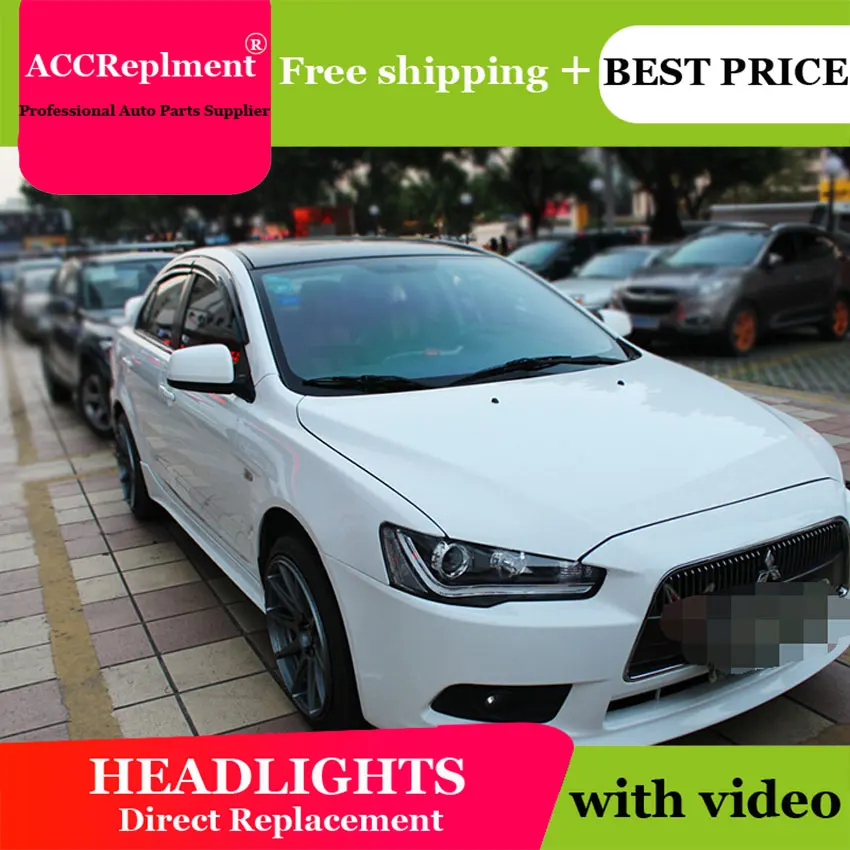 Car Styling for Mitsubishi Lancer EX Headlights 2009-2016 LED Headlight DRL Lens Double Beam H7 HID Xenon bi xenon lens | Автомобили и