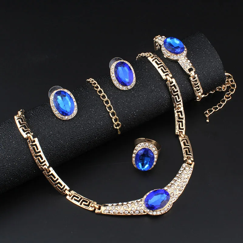 Женский ювелирный комплект из колье и серёг золотистого цвета|jewelry sets for women|bridal