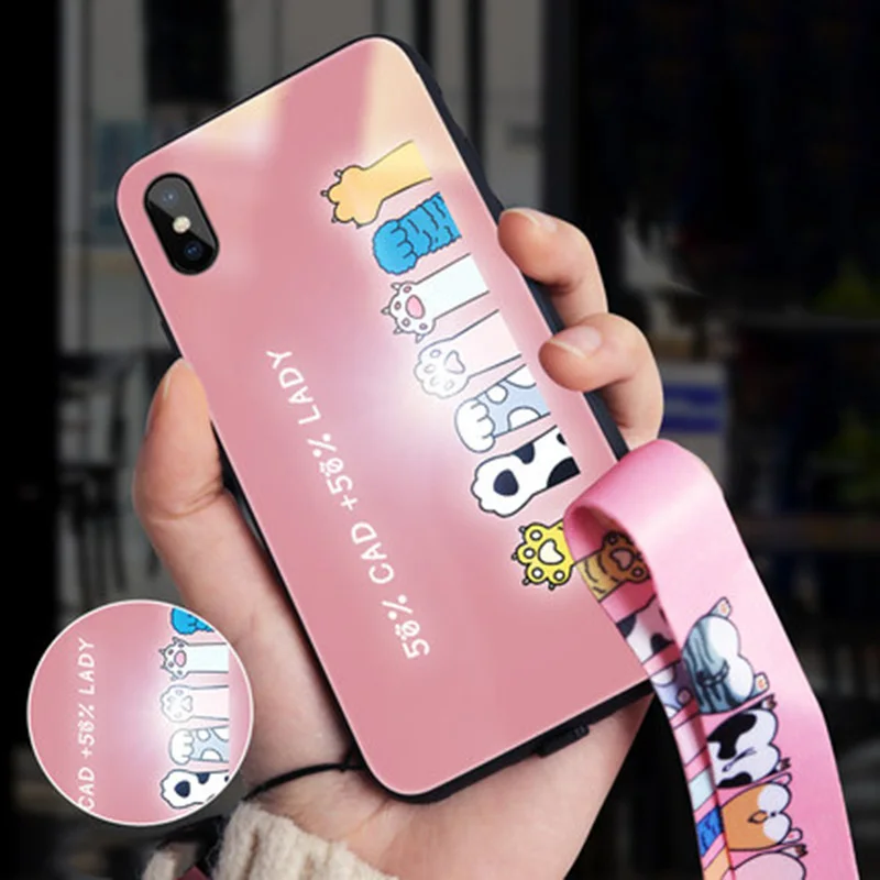 EKIND Cat серия чехол из закаленного стекла для телефона для iPhone X XS XSMAX светодиодный логотип Вспышка стеклянный чехол для iPhone защитный чехол для телефона