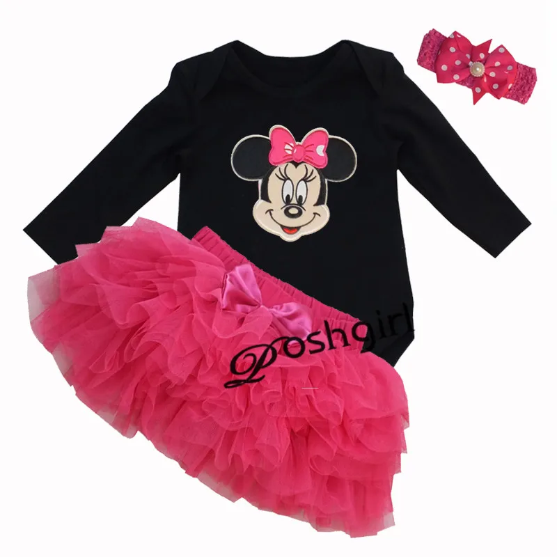 Комплект одежды с рисунком Минни и Микки для маленьких девочек хлопковый черный