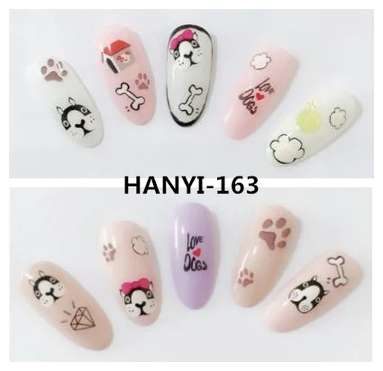 Newest HANYI-163-164 dog 3d nail art sticker decal stamping export japan design | Красота и здоровье