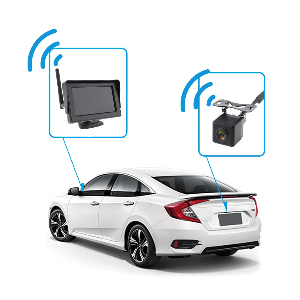 4.3 inch TFT LCD screen Car monitor Wireless HD Rearview Monitor Auto Parking System Built-in Antenna with Camera for Cars | Автомобили и