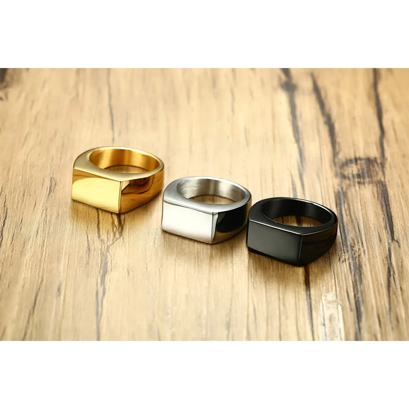 Ceilim Punk Ring for Men Contracted Stainless Steel Smooth Mens Rings Fashion Male Jewelry Gold Black Color Accessories | Украшения и