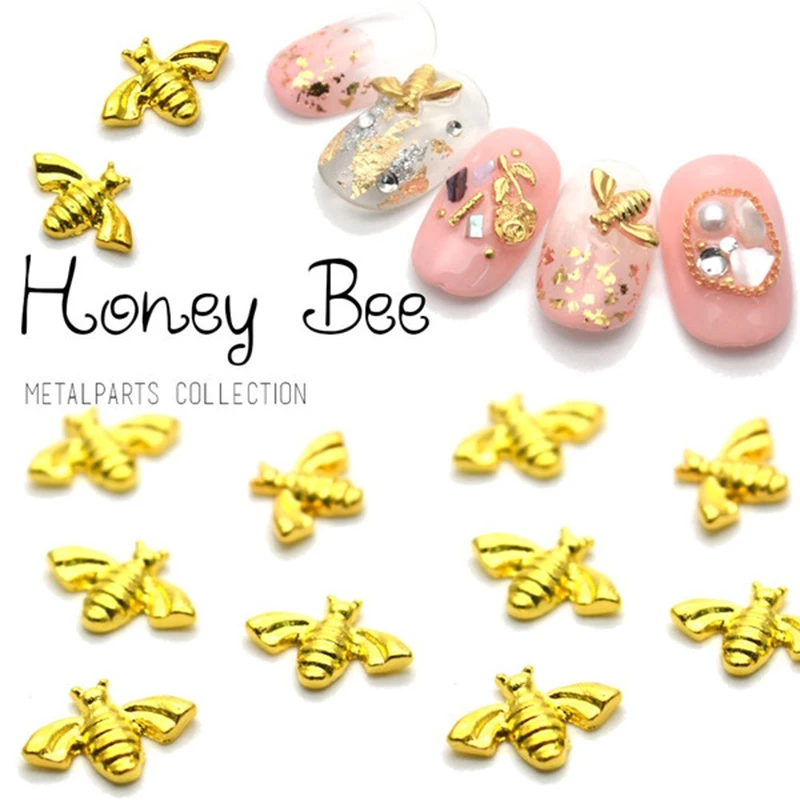 5 шт./упак. Япония Корея новые сплав для дизайна ногтей мини Мёд пчела металла