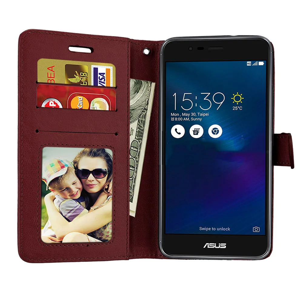 Кожаный чехол-книжка для Asus ZenFone 3 Max ZC520TL X008D, винтажный Чехол-кошелек, чехол-подставка из ПУ+ ТПУ, держатель для карт, сумки для Asus 3 Max