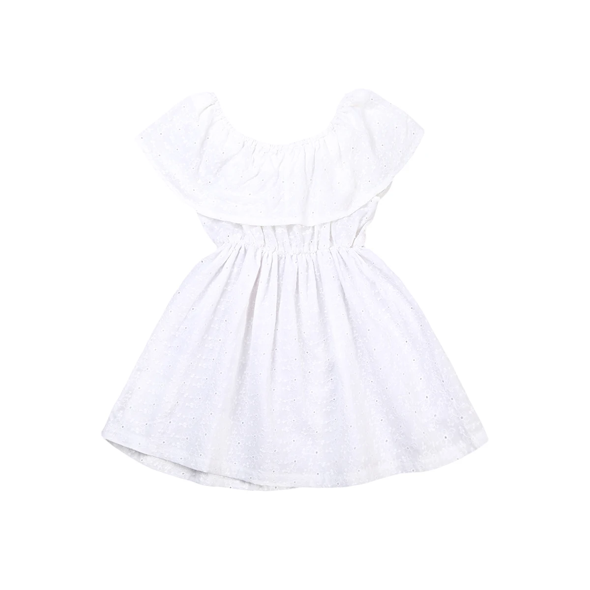 Платье летнее однотонное с открытыми плечами и оборками|toddler girl|girls kidsdress new |