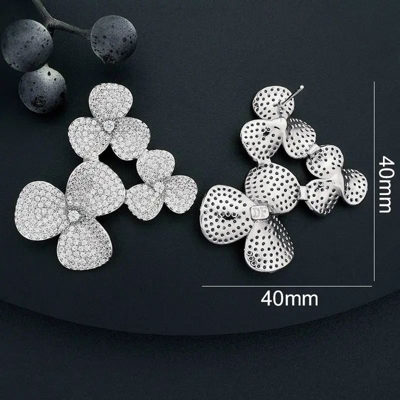 

ModemAngel Flower Shaped Earrings Luxury Micro Pave Setting AAA Cubic Zirconia Engagement Dress Patry Accessaries