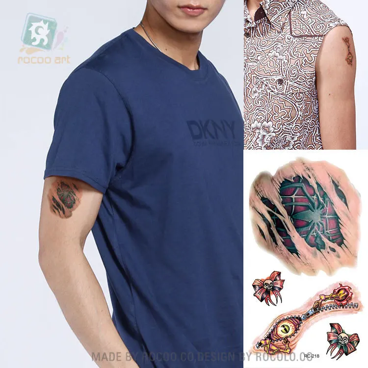 Водостойкая Временная тату-наклейка 3D Паук тату шрамы на Хэллоуин наклейки