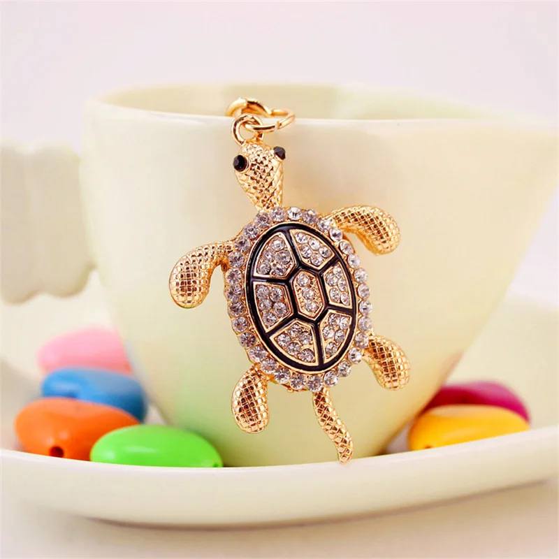 Notelty Crystal Tortoise Keychain Keyring Rhinestone Bag Pendant Women Alloy Car Auto Key Chains Ring Holder Chaveiro Llaveros | Украшения