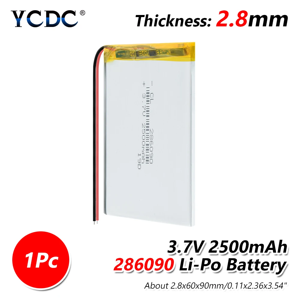Поставка литиевая батарея полимерная аккумуляторная 286090 2500 mah 3 7 V для MP3 MP4 MP5 gps psp