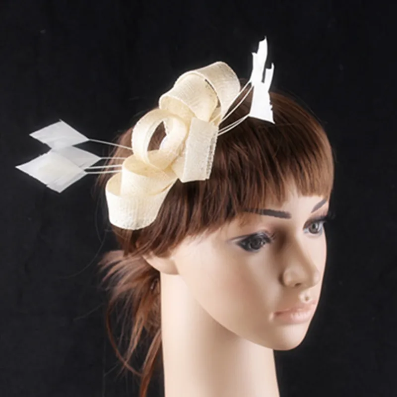 

Sinamay Fascinator Hair Accessories Sinamay Trim with Feather Adorned Bridal Hats Wedding Headwear Occasion Hairstyle