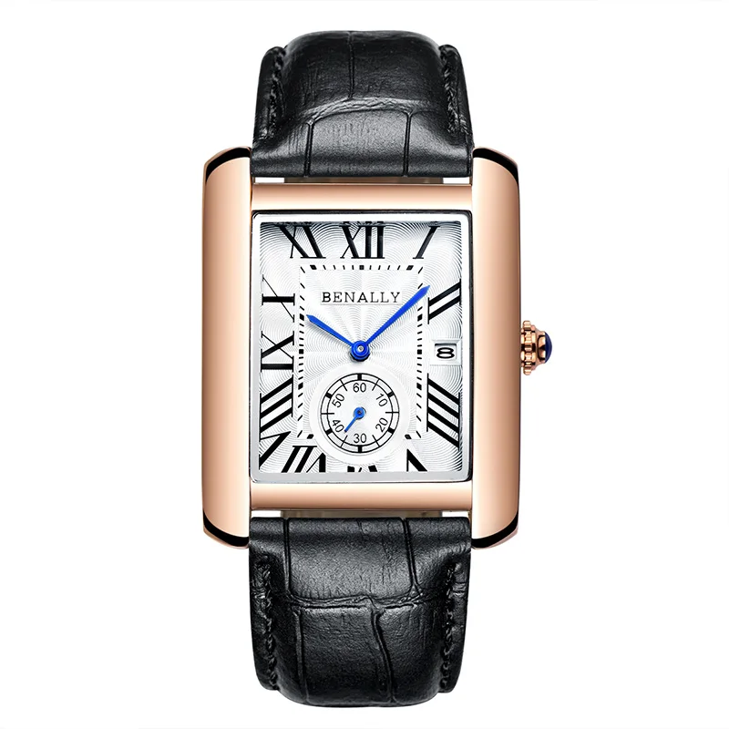 Роскошные Брендовые мужские наручные часы с квадратным циферблатом уникальный