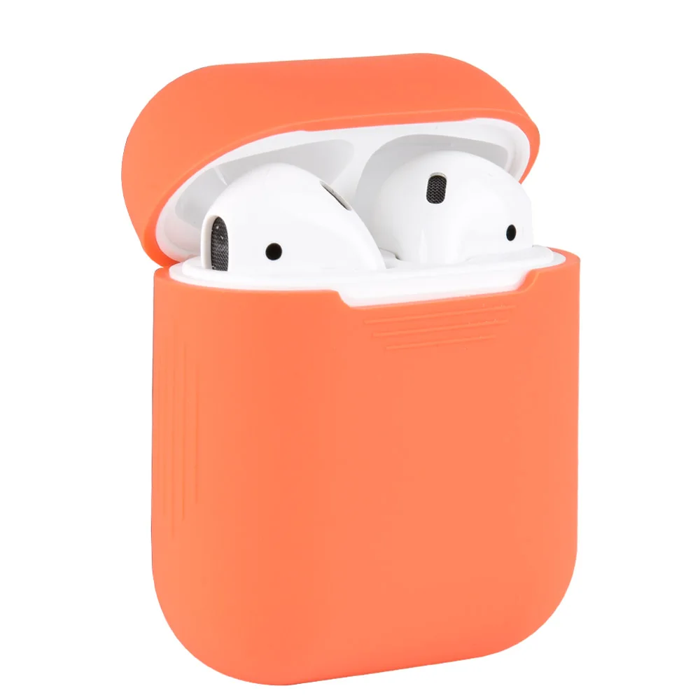 Оранжевый Силиконовый противоударный чехол для наушников для Apple AirPods - Цвет: Оранжевый