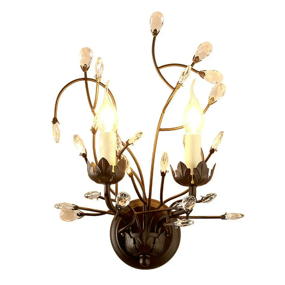 Винтажный настенный светильник с кристаллами Sretro металлический для дома