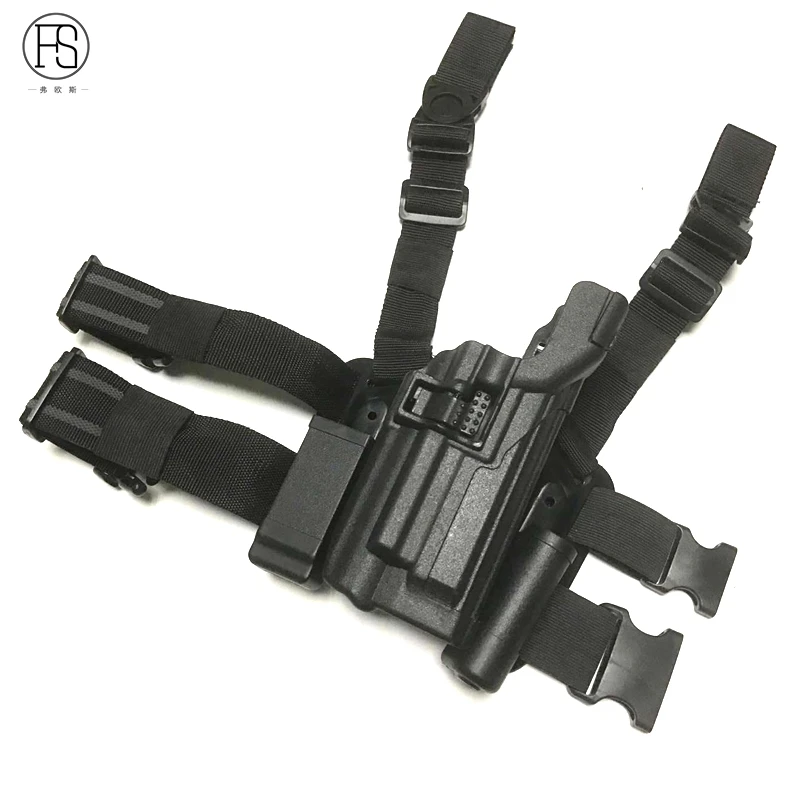 

FS тактическая охотничья кобура для пневматического ружья с правой ногой с карманом для журнала Beretta 92 96 M9 с фонариком
