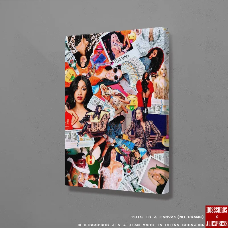 Винтажный постер Cardi B rapper картина настенное искусство рамка холст для подростков