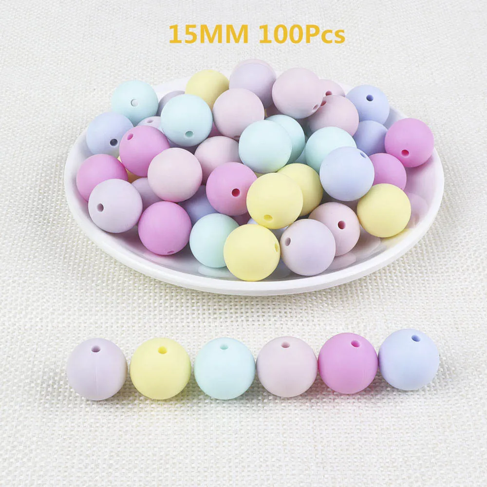 15mm-E BOBO. BOX, 100 шт./лот, силиконовые бусины, Детские Прорезыватели, 9/мм, Детские Прорезыватели для зубов, бусины для соски, цепочка, силиконовые прорезыватели, BPA бесплатно - Цвет: 15mm-E