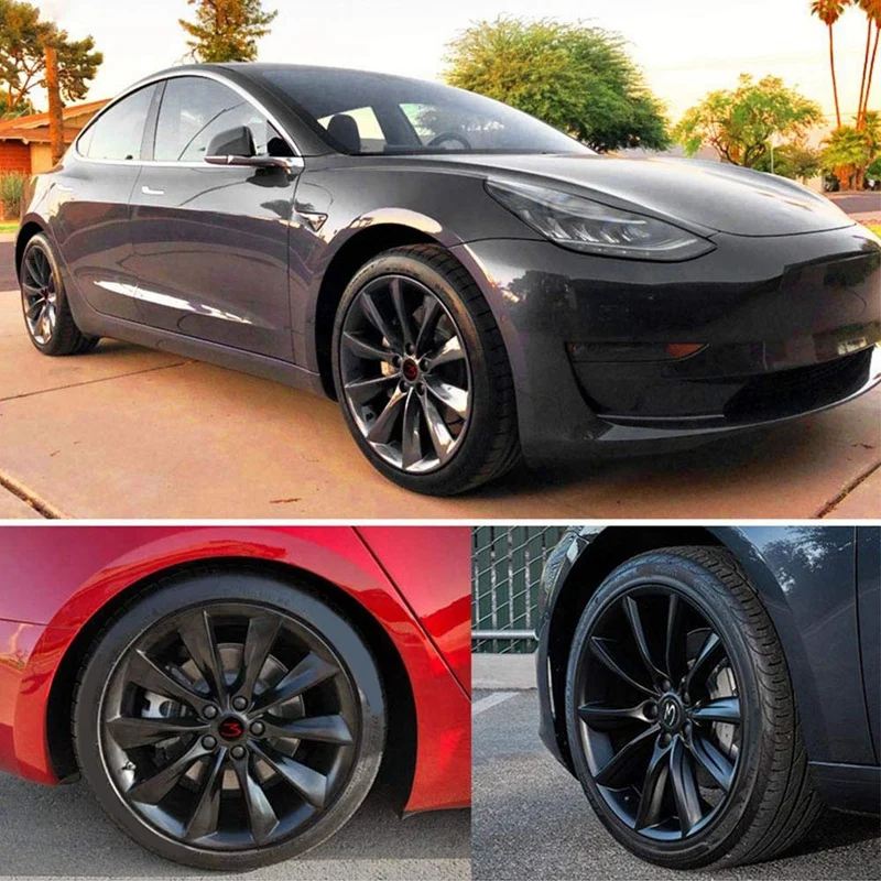 For Tesla Model 3 Center Wheel Hub 4 Packs Hubcaps Cover With Logo Rim Caps Stylish Design Great Accessories | Автомобили и