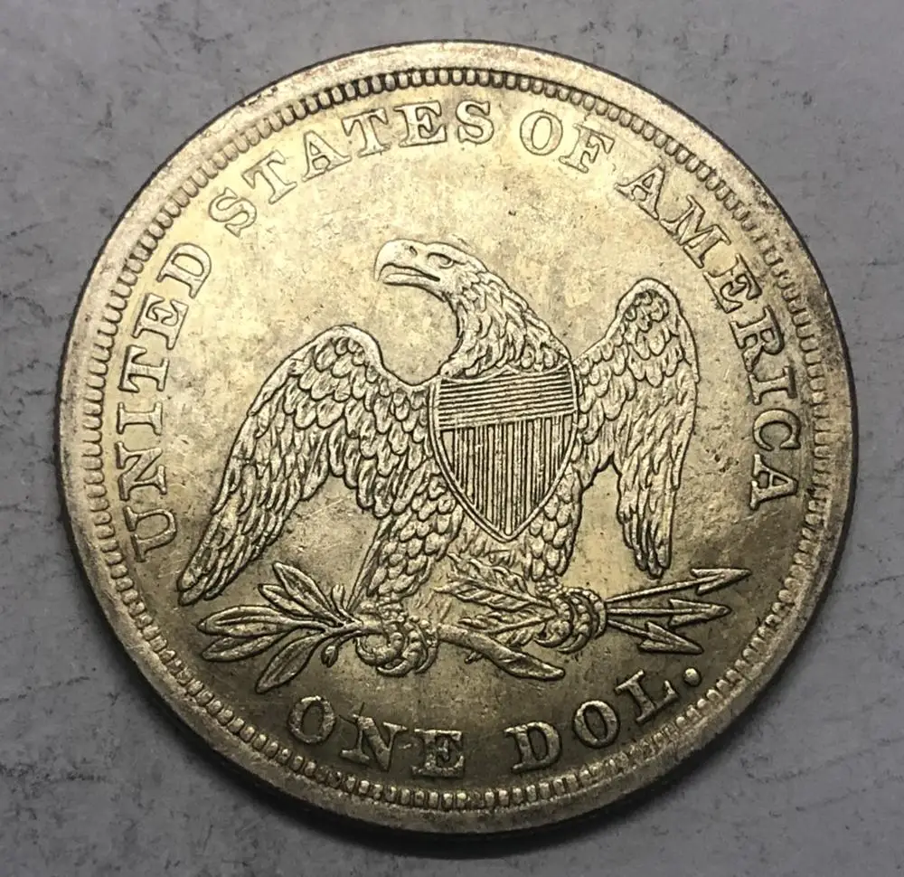 1859 p США сидящий Свобода Серебряный доллар (без обратного девиза) копия с