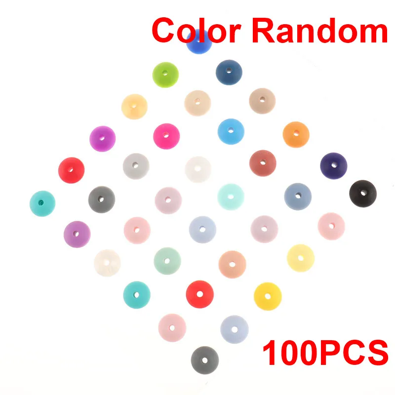 Mix Random QHBC 12*7 мм Прорезыватель для зубов 100 бусины в форме чечевицы силиконовый жемчуг BPA бесплатно детский кусающий Прорезыватель для зубов ожерелье пищевого класса мама игрушки для кормления - Цвет: Mix Random