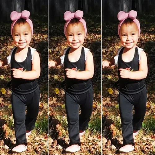 Новейший комбинезон с цветочным принтом для маленьких девочек одежда