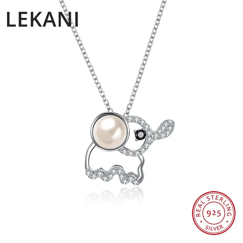 LEKANI Милая подвеска в виде слона ожерелья с кристаллами Swarovski Серебро S925 Изящные
