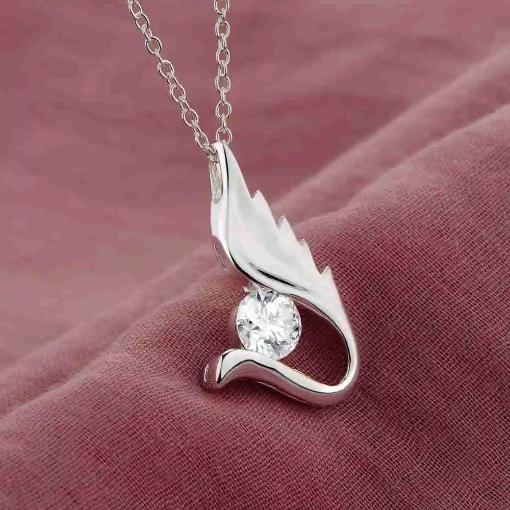 bling zircon wing angel sterling-silver-jewelry Necklace New Sale silver necklaces &amp pendants /OZHUYHTS NXVKWUOA | Украшения и