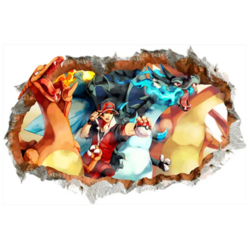 Pocket Monster game poster росписи Детские Пикачу 3d сломанные виниловые настенные наклейки
