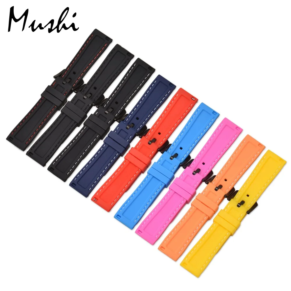Ремешок силиконовый для наручных часов цветной резиновый браслет с застежкой из