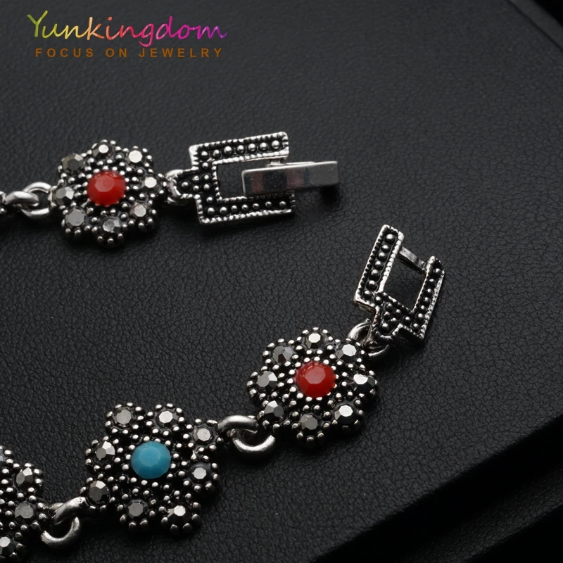 Yunkingdom красочные хрустальные тибетские серебряные цветочные дизайнерские
