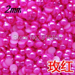 

Free shipping 2mm 20000pcs Rose color craft half round flatback ABS resin imitation pearls beads for DIY nail art decoration