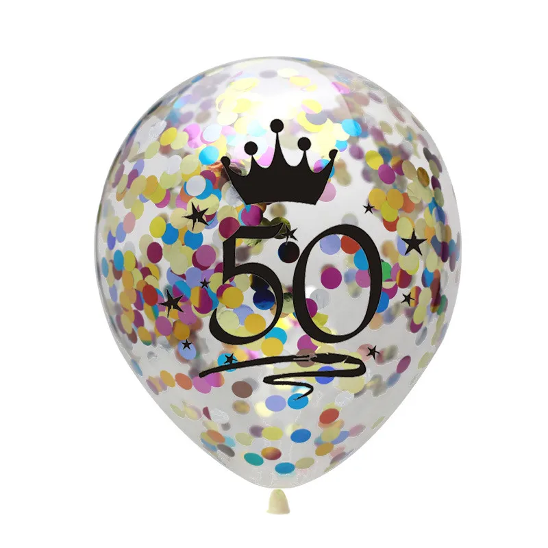 50th colorful День рождения воздушные шары 5 шт. надувные шары с конфетти 12 дюймов латексные шары Globos 18 21 30 40 50 60 Юбилей воздушные шары на день - Цвет: 50th colorful