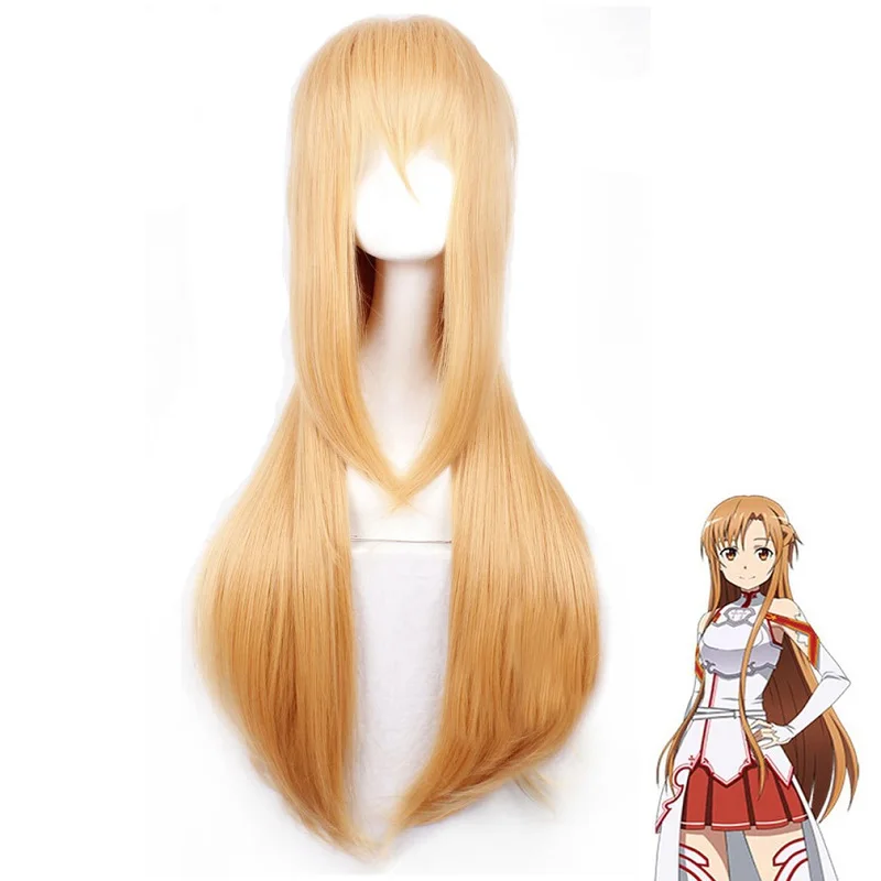 Аниме Sword Art Online Асуна маскарадный костюм Yuna парик САО длинные прямые парики для