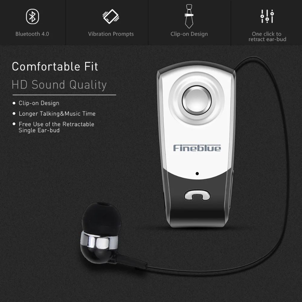 FineBlue F960 бизнес Bluetooth наушники с микрофоном Звонки напомнить вибрации носить клип