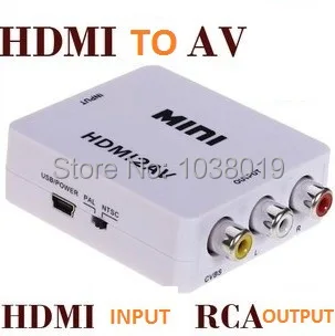HDMI для AV / CVBS Бесплатная доставка! Мини-преобразователь видео HD L/R видеоадаптер в