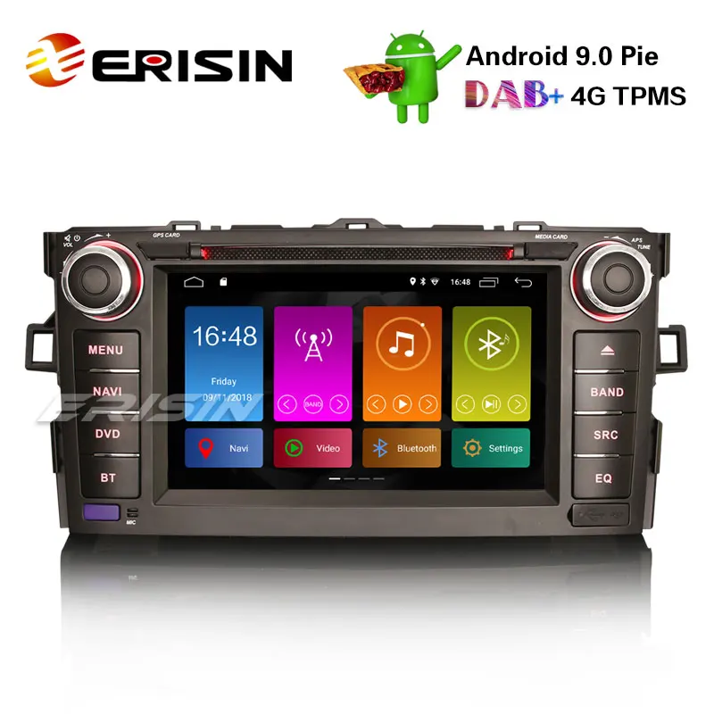 Erisin ES2917A 7 &quotDAB + Android 9 0 пирог автомобильный стерео gps WiFi DVR TPMS Sat Nav 4G для TOYOTA AURIS 07