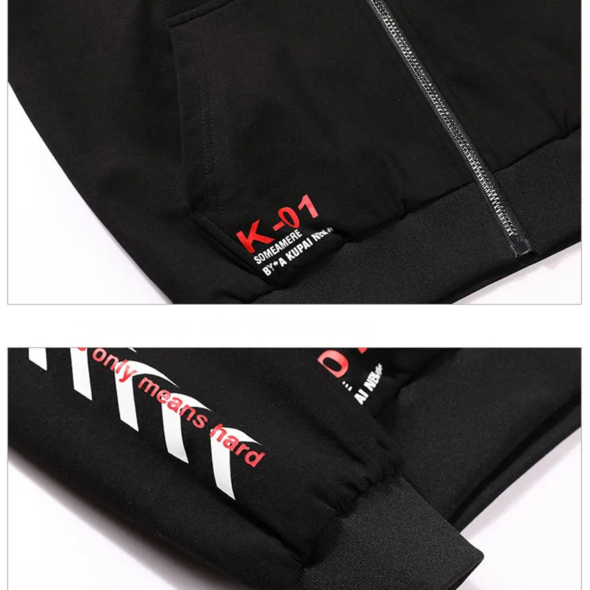 

Reversible jacket high school boy letter pattern print coat men hooded outerwear 2019 autumn winter